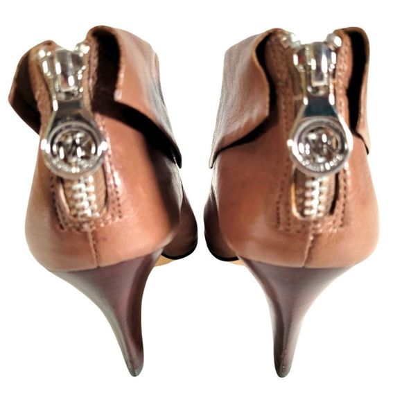 Michael Kors Leather Upper Peep Toe Zip Up Shooties - Picture 3 of 14